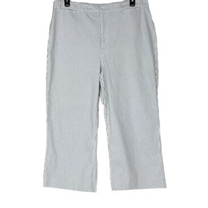 Old Navy Women’s Wide Leg Crop Pants High Rise Ivory with Navy Stripes Size 18.